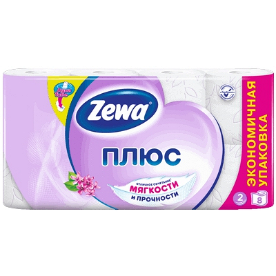Туалетная бумага Zewa Плюс двухслойная сирень 8 шт