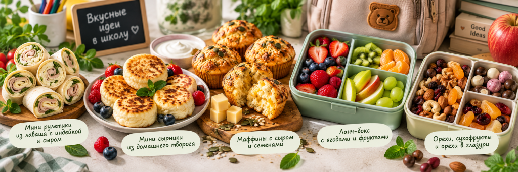 Что положить ребёнку в школу на перекус? 5 простых и вкусных идей для ланч-бокса: рулетики с индейкой, сырники, ягоды, фрукты и орехи. Собираем школьный перекус вместе с Apeti.