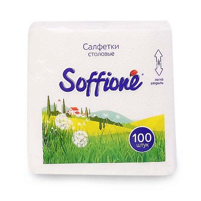 Салфетки бумажные SOFFION однослойные 24x24 100 шт