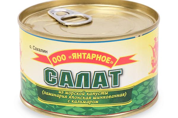  Салат из морской капусты с кальмаром "Янтарное" 180 г в интернет-магазине продуктов с Преображенского рынка Apeti.ru