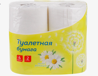 Туалетная бумага OfficeClean Ромашка двухслойная 4 шт