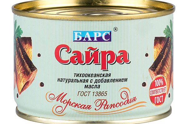  Сайра "Барс" натуральная с добавлением масла 250 г в интернет-магазине продуктов с Преображенского рынка Apeti.ru