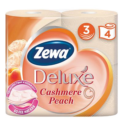 Туалетная бумага Zewa Deluxe трехслойная персик 4 шт