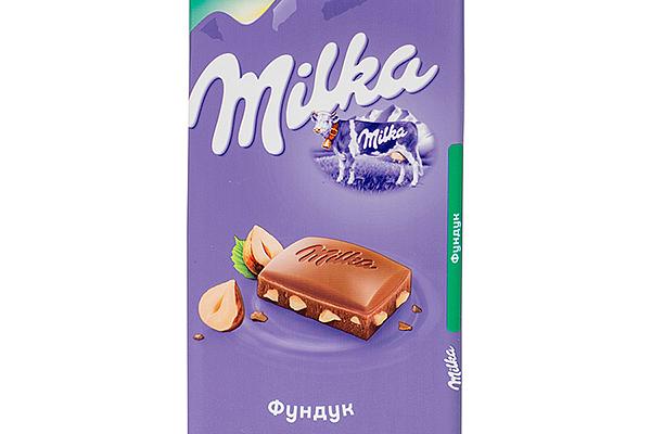  Шоколад Milka молочный с дробленым фундуком 90 г в интернет-магазине продуктов с Преображенского рынка Apeti.ru
