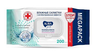 Салфетки влажные Aura Family освежающие 200 шт 