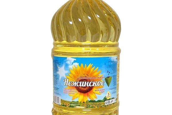  Масло подсолнечное Нежинское рафинированное 5 л в интернет-магазине продуктов с Преображенского рынка Apeti.ru