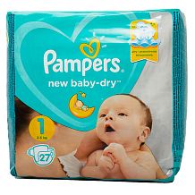 Подгузники Pampers new baby dry 1 2-5 кг 27 шт
