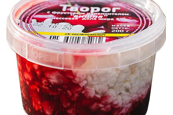  Творог Ростагроэкспорт с фруктовым наполнителем вишня 5% 200 г в интернет-магазине продуктов с Преображенского рынка Apeti.ru