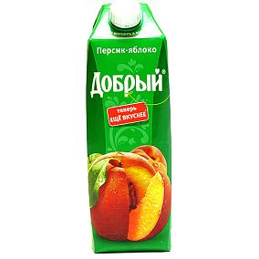  Нектар Добрый персик-яблоко с мякотью 1 л в интернет-магазине продуктов с Преображенского рынка Apeti.ru