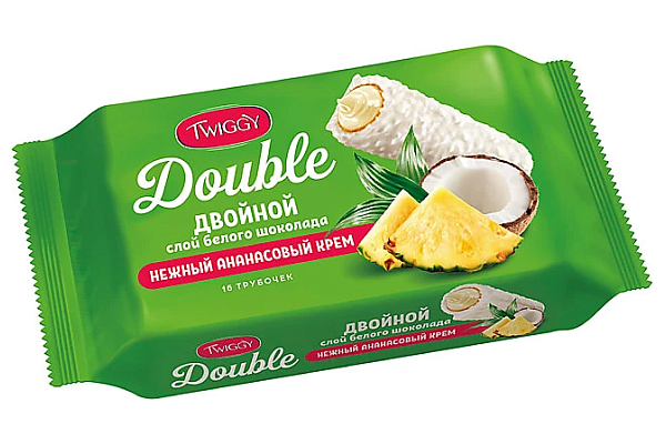  Трубочки вафельные Twiggy Double с ананасовым кремом 185 г в интернет-магазине продуктов с Преображенского рынка Apeti.ru