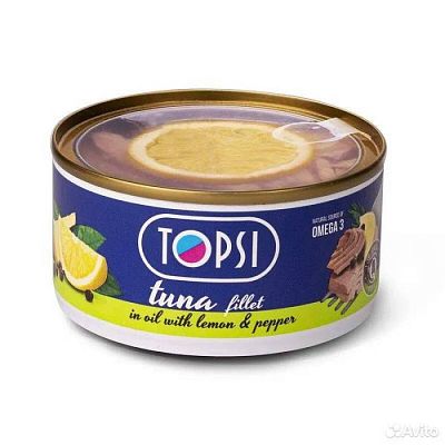 Филе тунца в масле с лимоном Topsi 180 гр