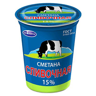 Сметана Экомилк сливочная 15% 300 г