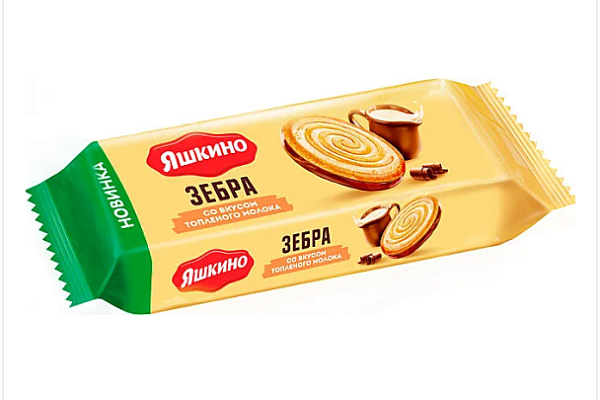  Печенье Яшкино Зебра со вкусом топлёного молока 180 г в интернет-магазине продуктов с Преображенского рынка Apeti.ru