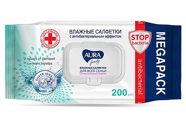  Салфетки влажные Aura для всей семьи 200 шт в интернет-магазине продуктов с Преображенского рынка Apeti.ru