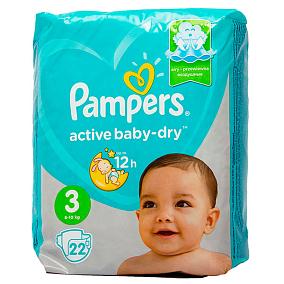  Подгузники Pampers active baby dry 3 6-10кг 22 шт в интернет-магазине свежих фермерских продуктов Apeti.ru
