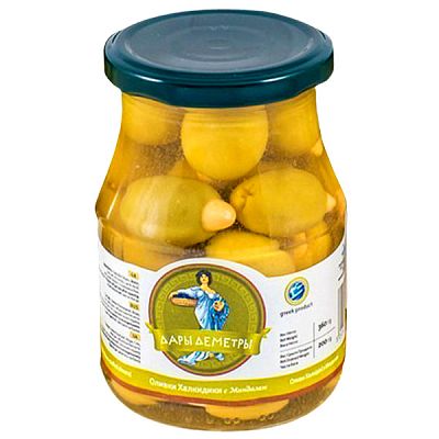 Оливки халкидики "Дары Деметры" с миндалем 360 г