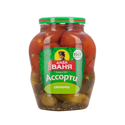 Ассорти Огурцы и Томаты маринованные Дядя Ваня 1800 г