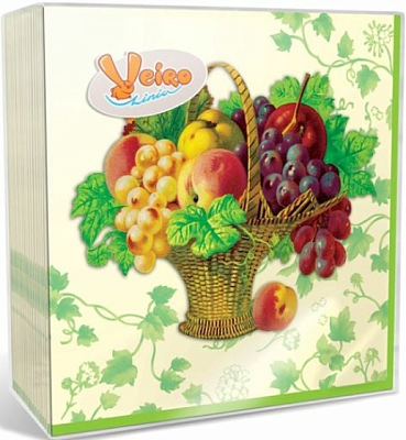 Салфетки бумажные VEIRO трехслойные 33x33 Корзина с фруктами 20 шт 