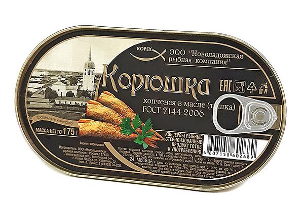 Корюшка "Новоладожская" копченая в масле 175 г в интернет-магазине продуктов с Преображенского рынка Apeti.ru