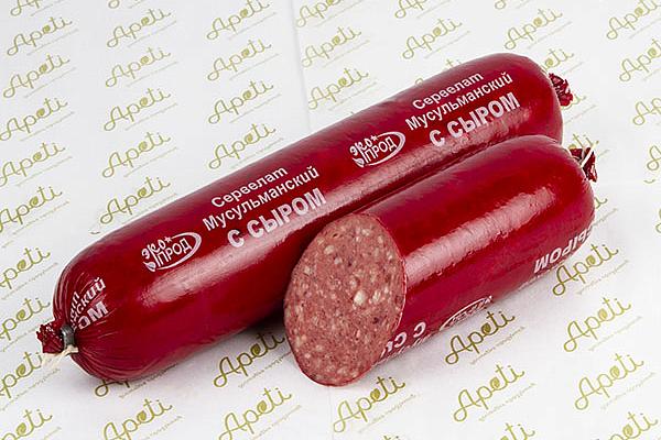  Колбаса варено-копченая ЭкоПрод сервелат мусульманский с сыром халяль в интернет-магазине продуктов с Преображенского рынка Apeti.ru