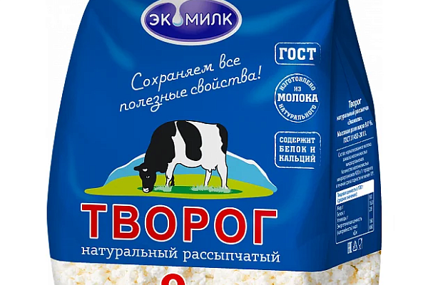  Творог Экомилк рассыпчатый 9% БЗМЖ 350г  в интернет-магазине продуктов с Преображенского рынка Apeti.ru