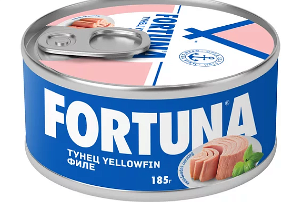  Тунец Fortuna филе Yellowfin 185 г в интернет-магазине продуктов с Преображенского рынка Apeti.ru