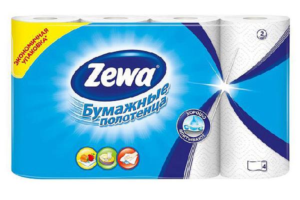  Полотенца бумажные Zewa двухслойные 4 шт в интернет-магазине продуктов с Преображенского рынка Apeti.ru