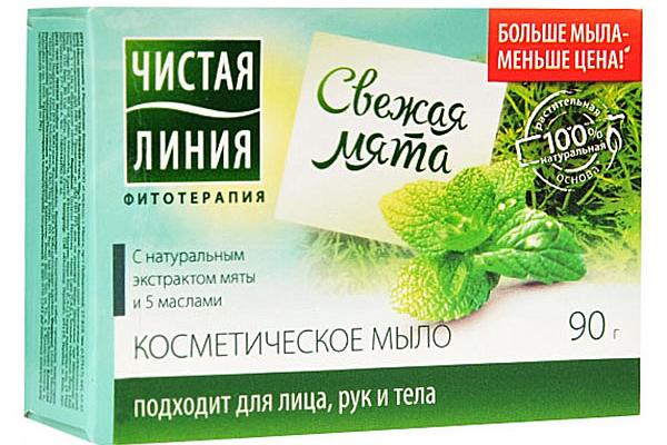  Мыло косметическое Чистая Линия мята 90 г в интернет-магазине продуктов с Преображенского рынка Apeti.ru