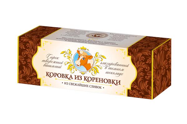  Сырок творожный ванильный "Коровка из Кореновки" в темном шоколаде 23,0% 50 г в интернет-магазине продуктов с Преображенского рынка Apeti.ru