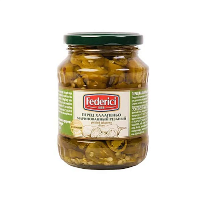 Перец халапеньо Federici маринованный резанный 0,370 г ст/б