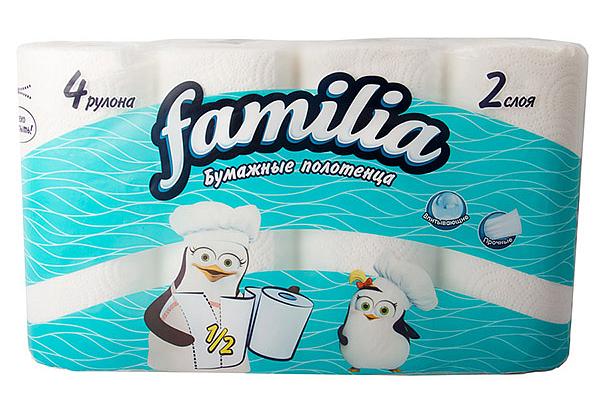  Полотенца бумажные Familia 2-слойные 4 шт в интернет-магазине продуктов с Преображенского рынка Apeti.ru
