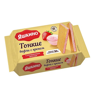 Вафли тонкие Яшкино с клубникой 144 г