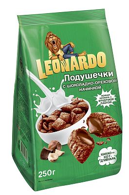 Зерновые подушечки Leonardo  с шоколадно-ореховой начинкой 250 г