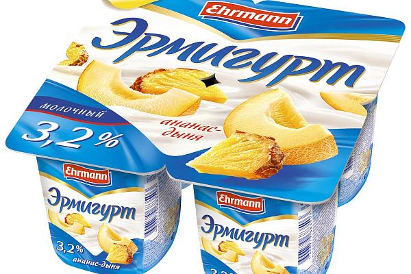  Йогуртный продукт Эрмигурт молочный 3,2 % ананас-дыня 100 г в интернет-магазине продуктов с Преображенского рынка Apeti.ru