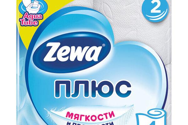  Туалетная бумага Zewa Плюс двухслойная 4 шт в интернет-магазине продуктов с Преображенского рынка Apeti.ru