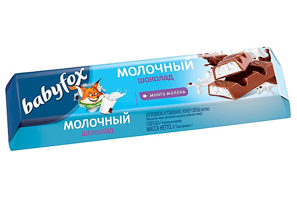  Батончик BabyFox шоколадный с молочной начинкой 45г в интернет-магазине продуктов с Преображенского рынка Apeti.ru