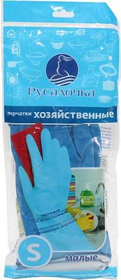 Перчатки резиновые хозяйственные Русалочка S