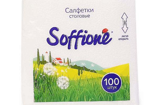  Салфетки бумажные SOFFION однослойные 24x24 100 шт в интернет-магазине продуктов с Преображенского рынка Apeti.ru