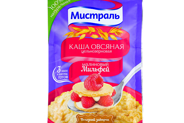 Каша овсяная Мистраль Малиновый Мильфей 40гр. в интернет-магазине продуктов с Преображенского рынка Apeti.ru