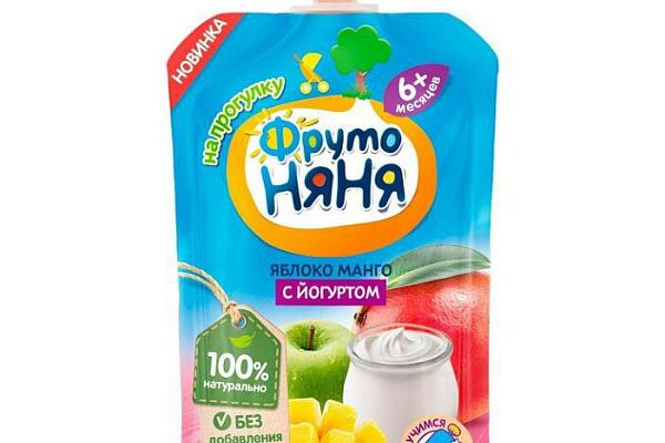  Пюре Фрутоняня яблоко манго с йогуртом 90 г в интернет-магазине продуктов с Преображенского рынка Apeti.ru