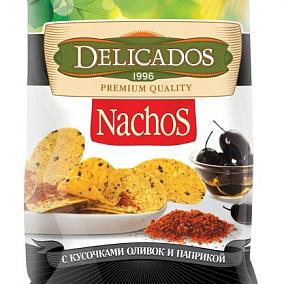  Чипсы кукурузные Nachos Delicados оливки и паприка 75 г в интернет-магазине продуктов с Преображенского рынка Apeti.ru