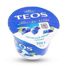  Йогурт TEOS греческий черника 2% 250 г в интернет-магазине свежих фермерских продуктов Apeti.ru