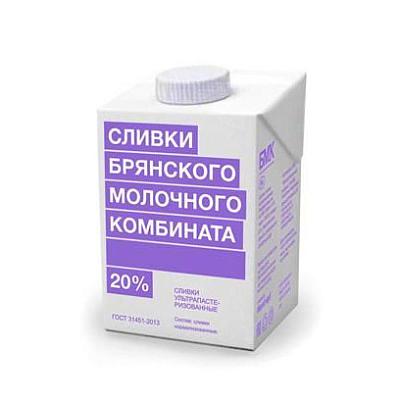  Сливки Брянский МК ультрапастеризованные 20% 500 г в интернет-магазине свежих фермерских продуктов Apeti.ru
