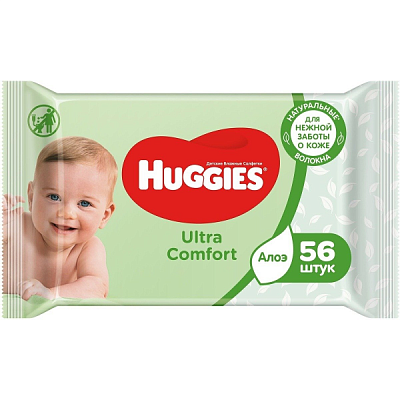 Салфетки влажные HUGGIES Ultra Comfort алое 56шт