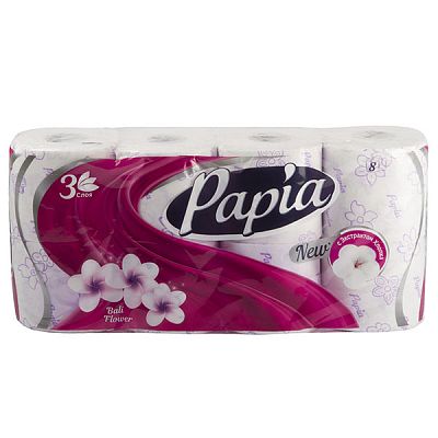 Туалетная бумага Papia 3-слойная Bali Flower 8 шт