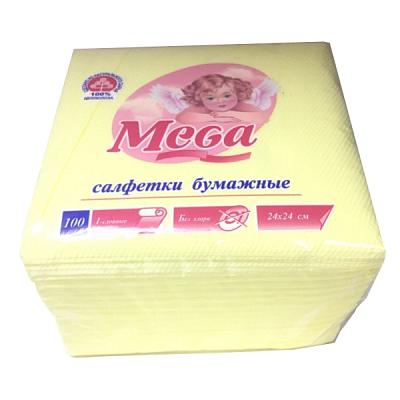  Салфетки бумажные MEGA однослойные  24Х24 100 шт в интернет-магазине свежих фермерских продуктов Apeti.ru