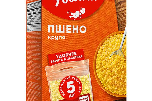  Крупа пшено Увелка шлифованное в пакетах для варки 5*80 г в интернет-магазине продуктов с Преображенского рынка Apeti.ru