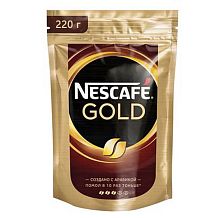 Кофе Nescafe Gold растворимый сублимированный с добавлением натурального жареного молотого 220 г