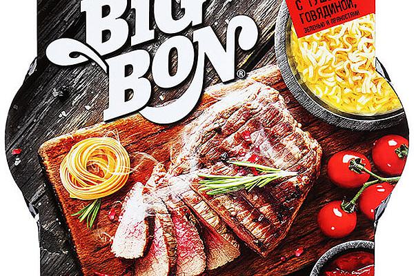  Лапша быстрого приготовления Big Bon с тушеной говядиной зеленью и пряностями 110 г в интернет-магазине продуктов с Преображенского рынка Apeti.ru
