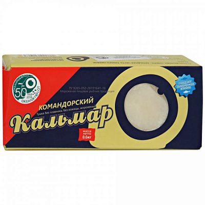 Кальмар командорский без плавника, без кожицы, мороженый, 600 г